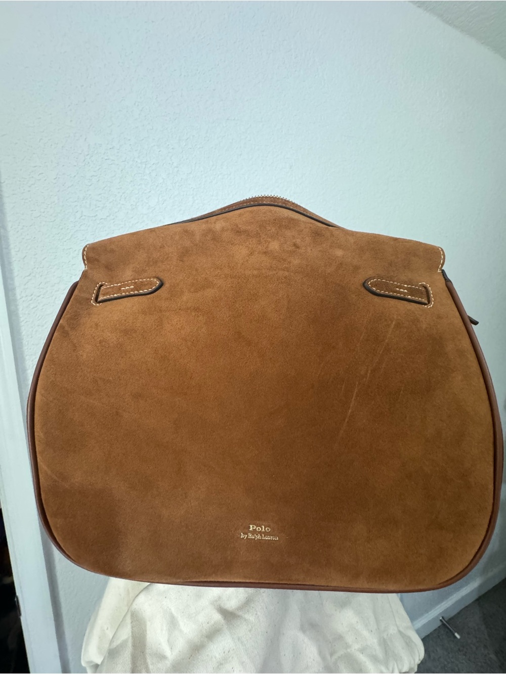 Ralph Lauren Polo ID Suede Satchel bag in Cinnamon - Picture 5 of 8